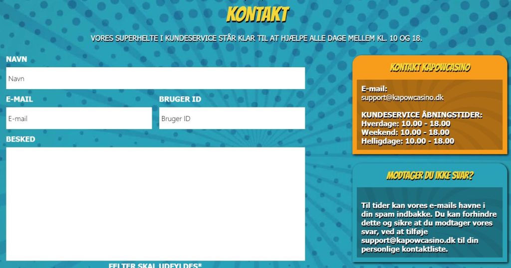 kapow casino kontakt